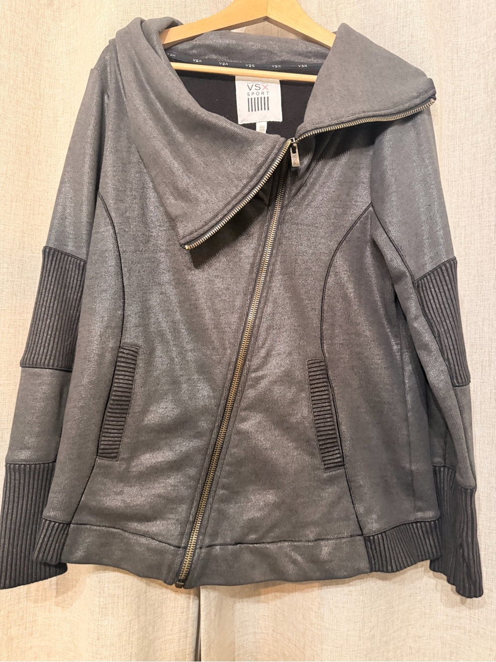 Victoria's Secret Gray Asymmetric Zip Bomber Jacket